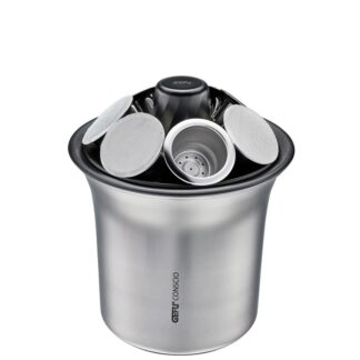 Un récipient de cuisine en acier inoxydable appelé "Bac Marc Café CONSCIO" comportant plusieurs filtres à mailles et perforés disposés verticalement, avec le nom de la marque affiché sur le devant.