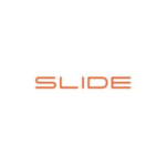 Le mot "SLIDE" est écrit en lettres majuscules, orange et arrondies sur un fond blanc uni.