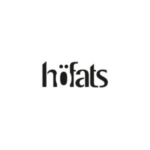 L'image montre le mot "höfats" dans une police noire moderne et audacieuse, avec deux points (un tréma) au-dessus de la lettre "o", sur un fond blanc uni.